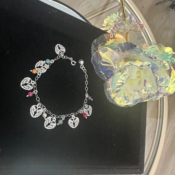Silver 925 Bracelet With Angel Wing Charms & Chakra Stones Handcrafted Boho Desi - Picture 10 of 10